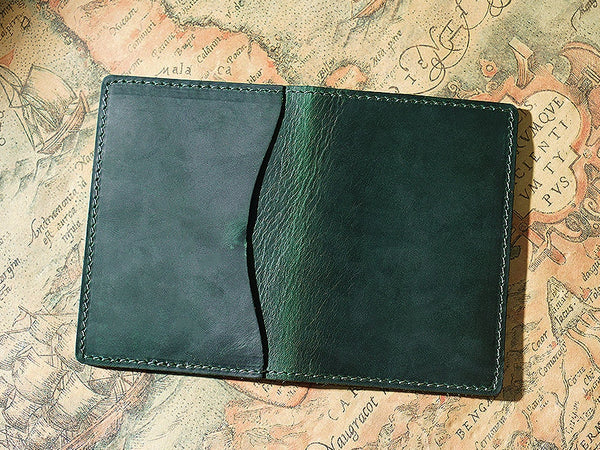 Green Genuine Leather Wallet & Card Holder