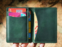 Green Genuine Leather Wallet & Card Holder