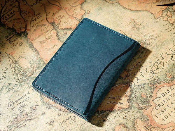 Blue Genuine Leather Wallet & Card Holder